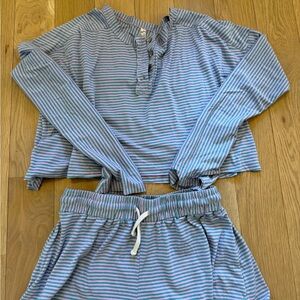 Free People Blue Striped Pajama Set